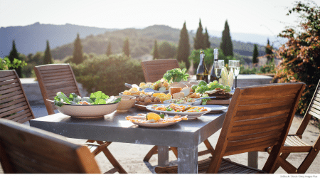 Photo of outdoor dining area in the Mediterranean