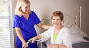 Nurse helping senior patient