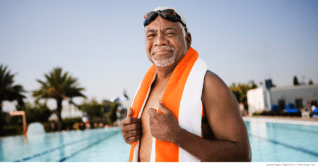 mature man at swimming pool